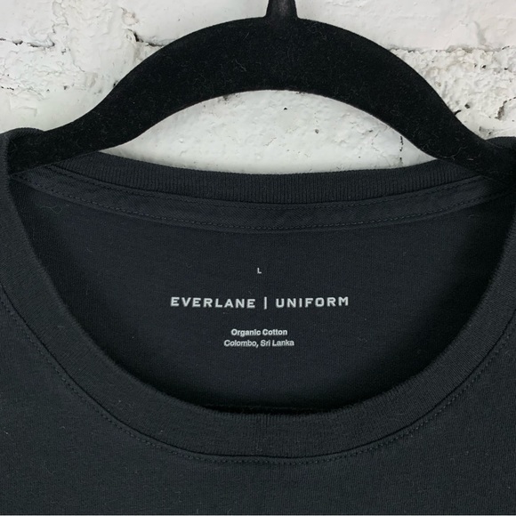 Everlane Uniform Organic Cotton Short Sleeve Crew Neck Tee Shirt Black Large - Picture 4 of 6